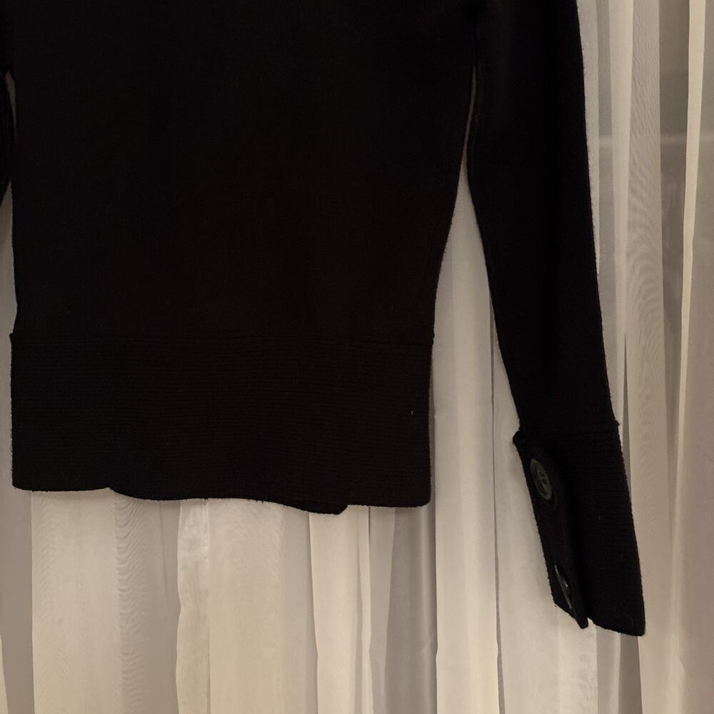 Vintage Cache Black Zip Up Button Sweater Real Fur Collar Women Sz M Silk Blend - Picture 12 of 14